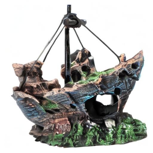 Raeasily resin shipwreck adds a charming narrative touch to any community tank.