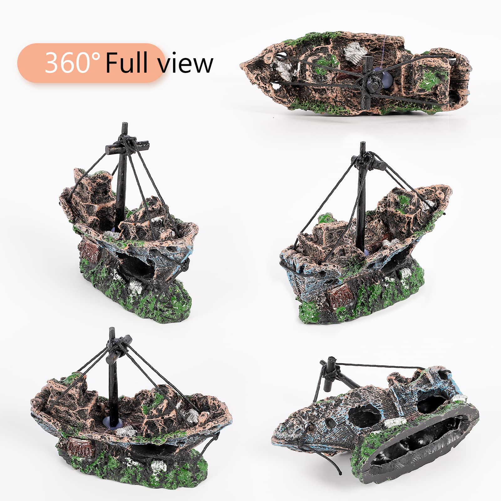 Raeasily shipwreck-resin diorama adds depth and narrative to your aquarium.