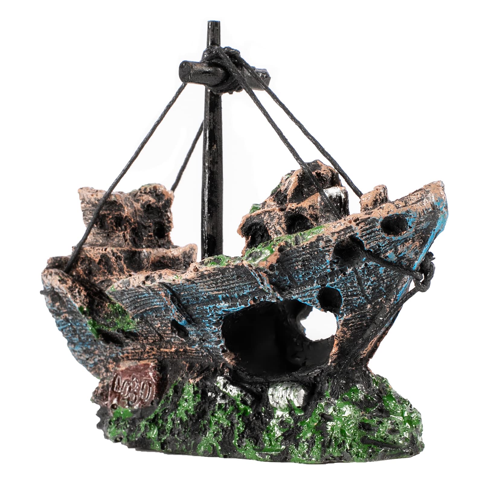 Raeasily shipwreck sunken-ship decor adds dramatic realism to your aquarium scenery.