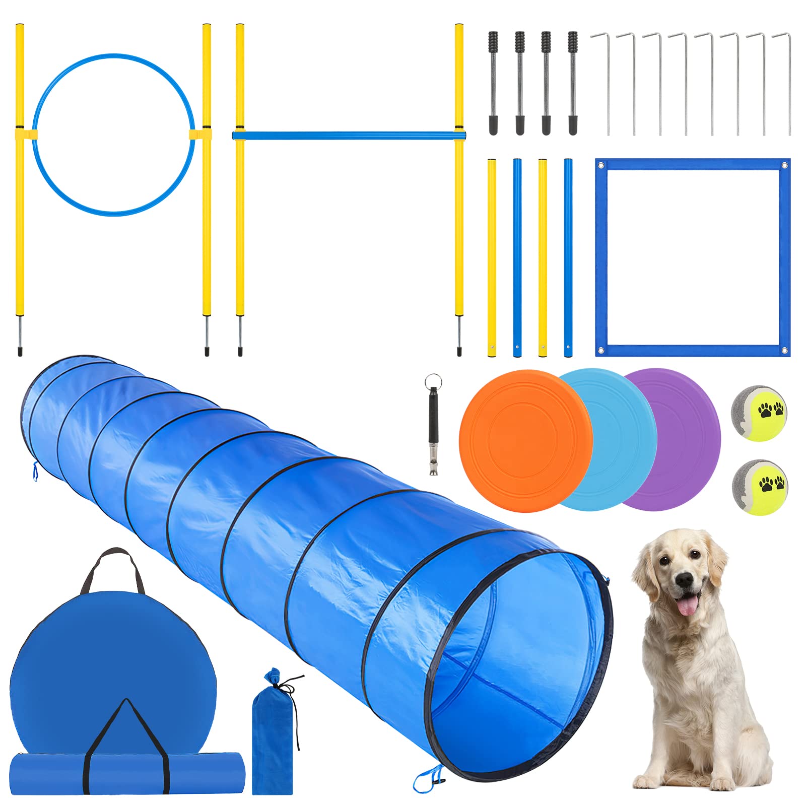 RAIN QUEEN dog agility tunnel 118inch for backyard training and play
