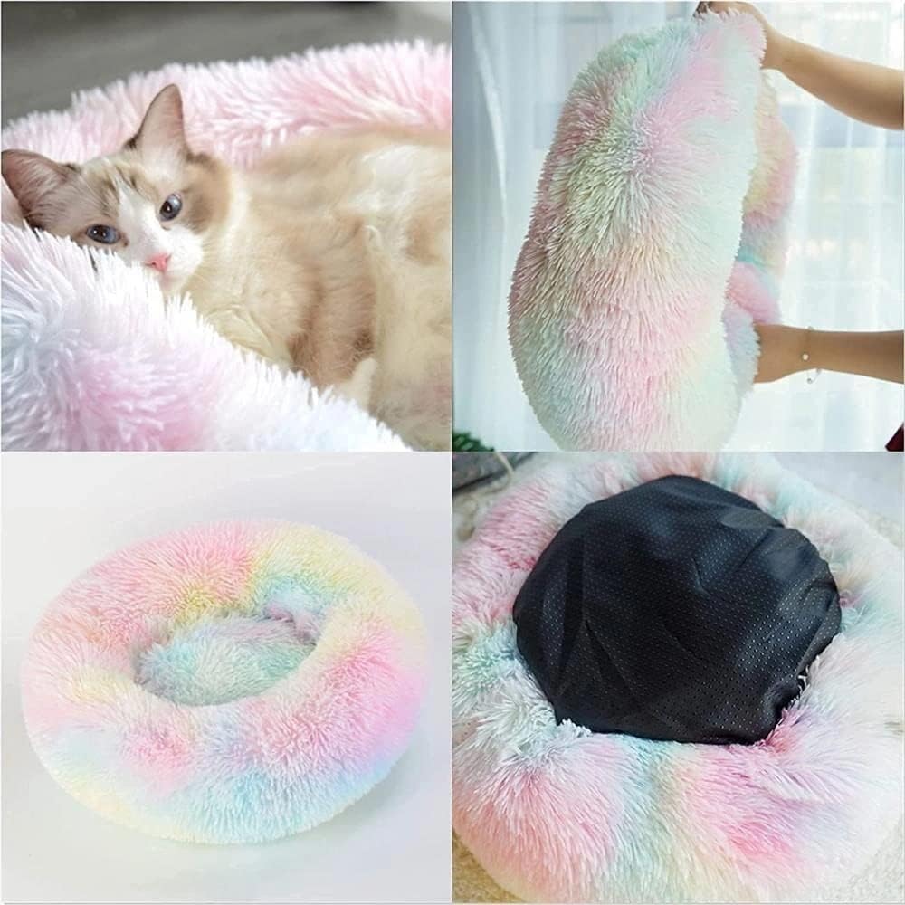 Rainbow Donut Bed 24x24 fits pets up to 25 lbs