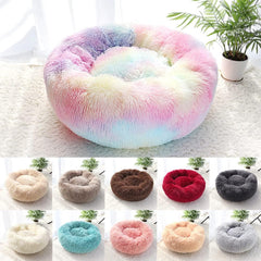 Rainbow Donut Bed fluffy round design for cozy sleep