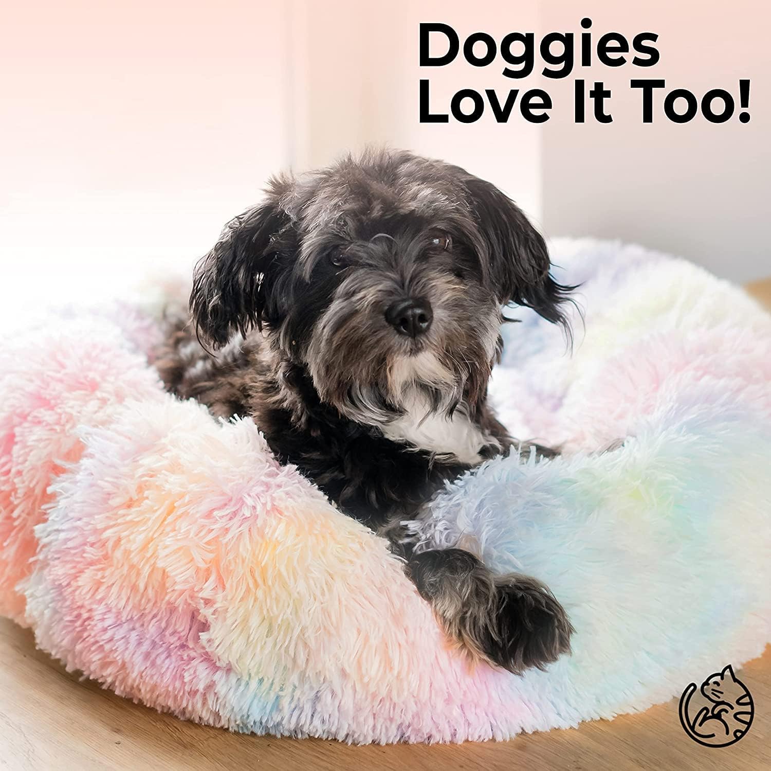 Rainbow Donut Bed machine-washable padding for easy cleaning