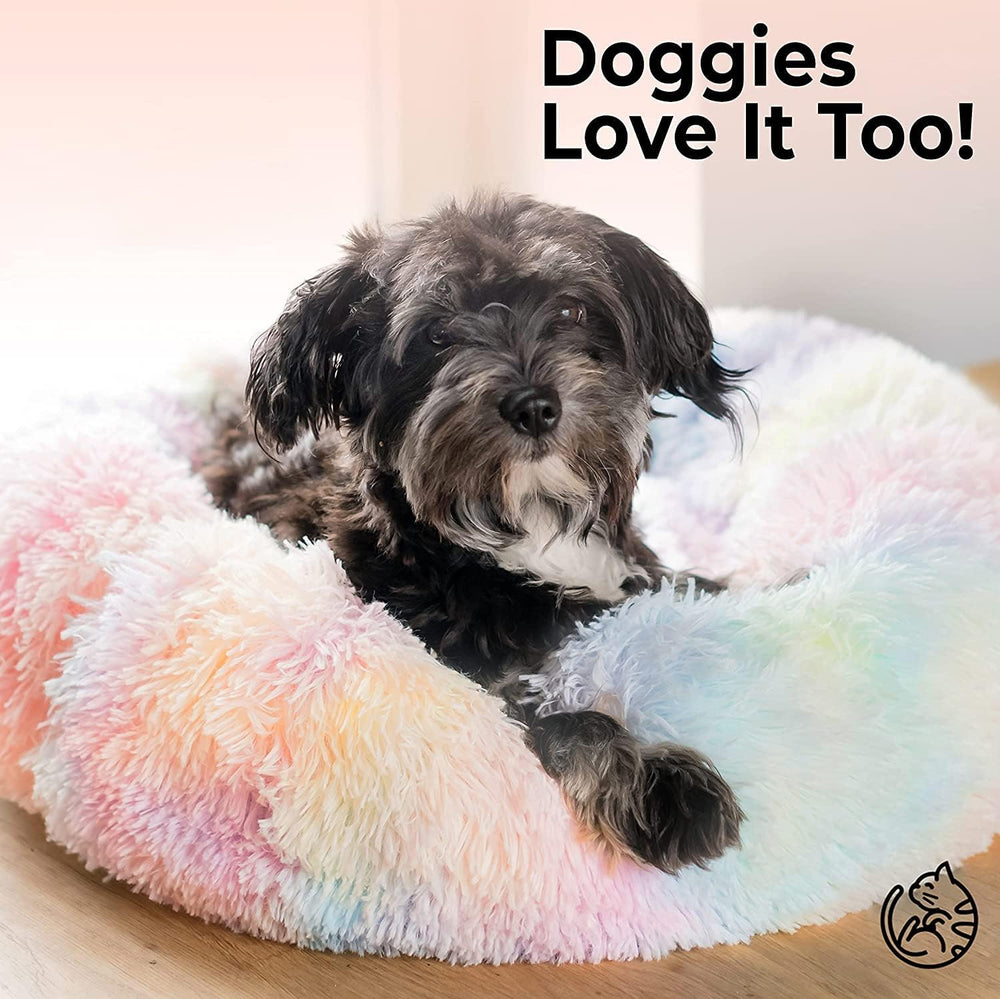 Rainbow Donut Bed machine-washable padding for easy cleaning