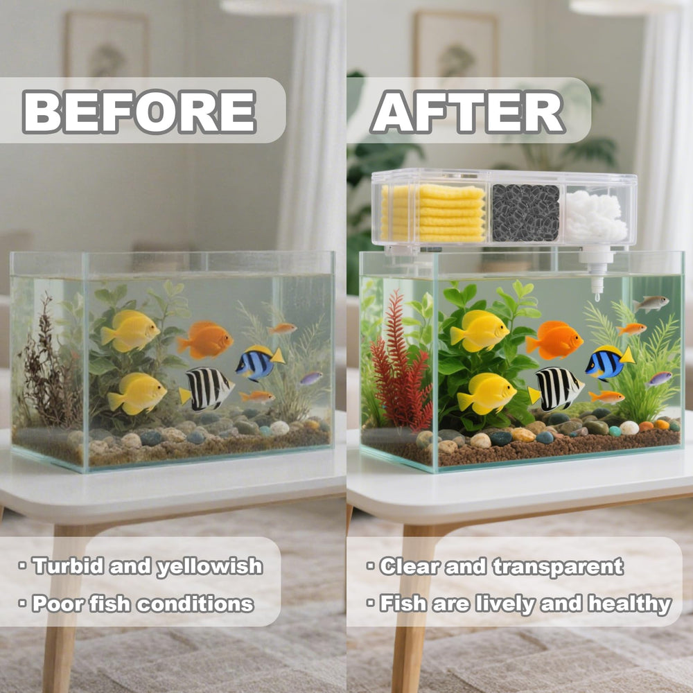RAINFLOW Aquarium Bio Balls canister-sump fit demonstrating versatile filtration compatibility.