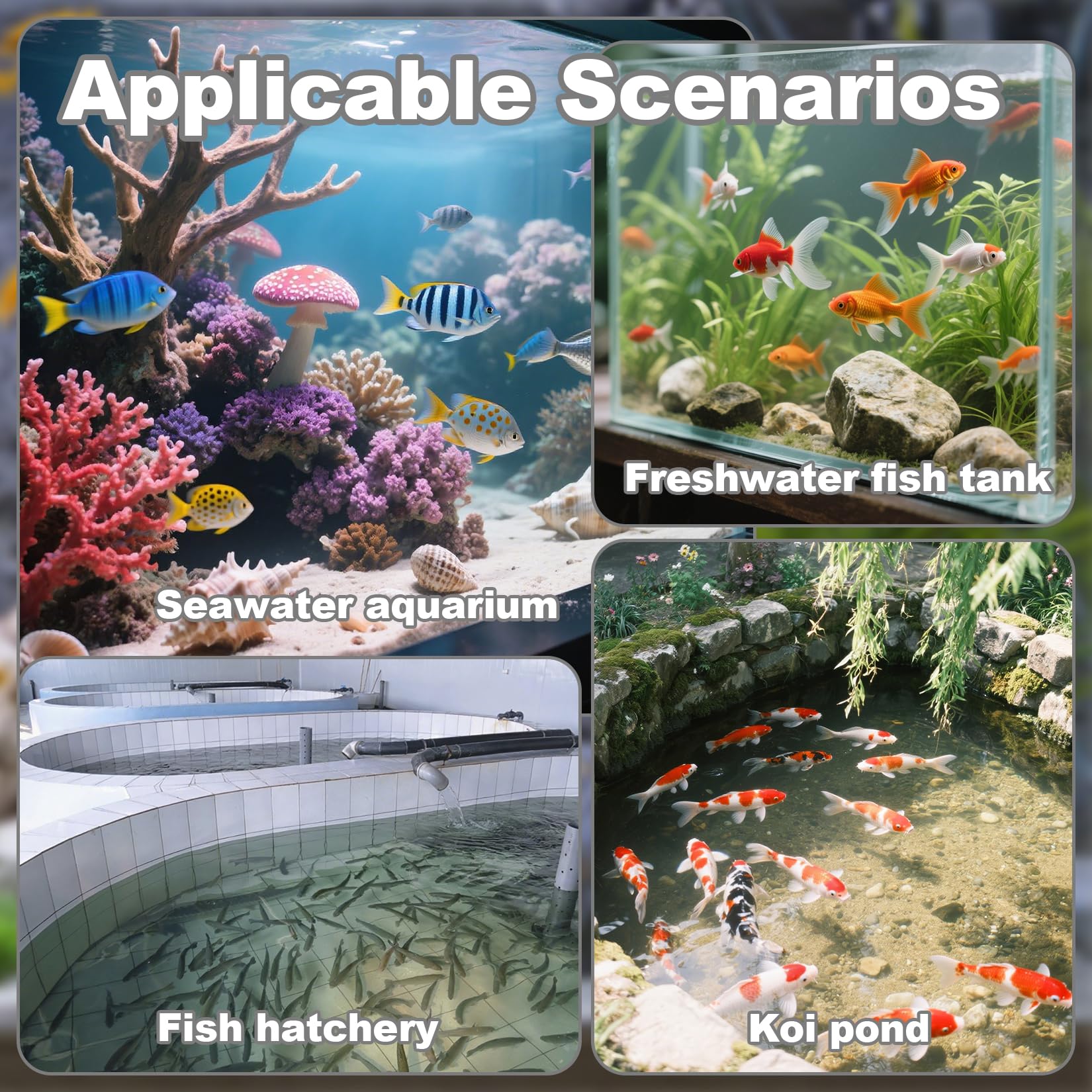 RAINFLOW Aquarium Bio Balls pond installation suitable for koi ponds and planted tanks.