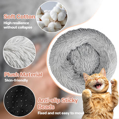 RAINFLOW cat bed round-donut bottom anti-slip beads prevent sliding