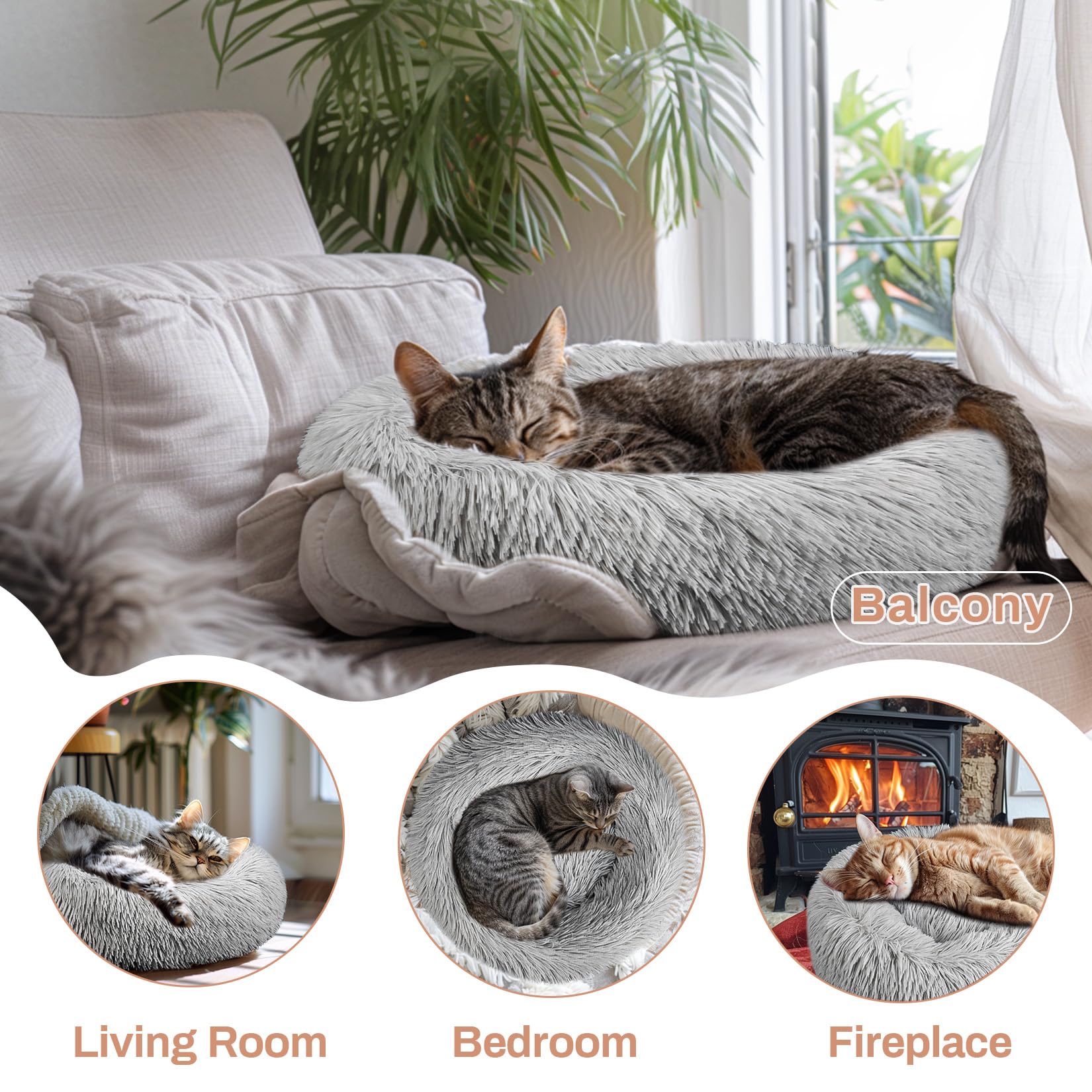 RAINFLOW cat bed round easy-clean design supports quick washing and maintenance.