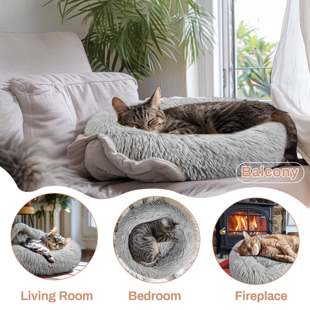RAINFLOW cat bed round easy-clean design supports quick washing and maintenance.