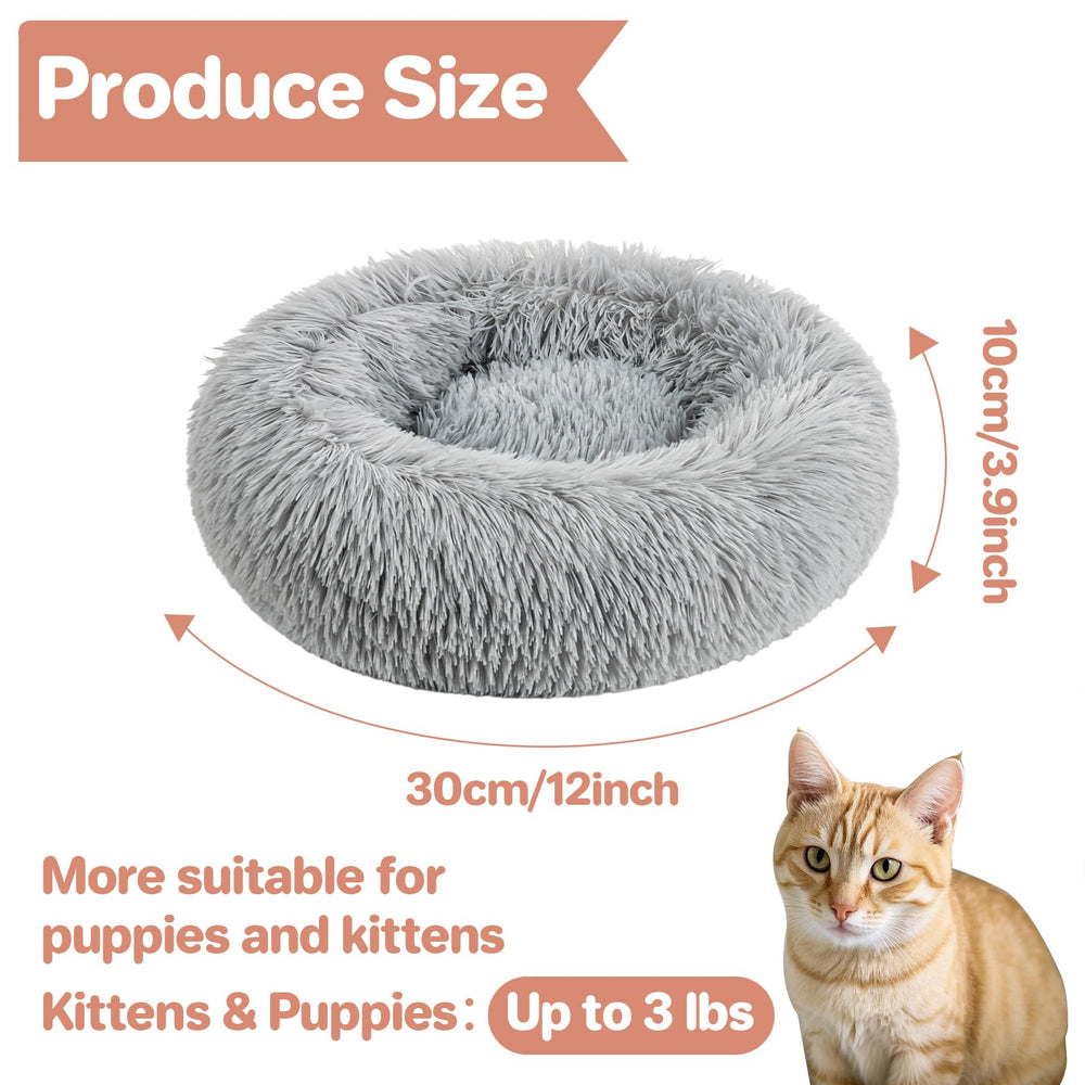 RAINFLOW cat bed round pp cotton-filled interior provides plush support for small pets.