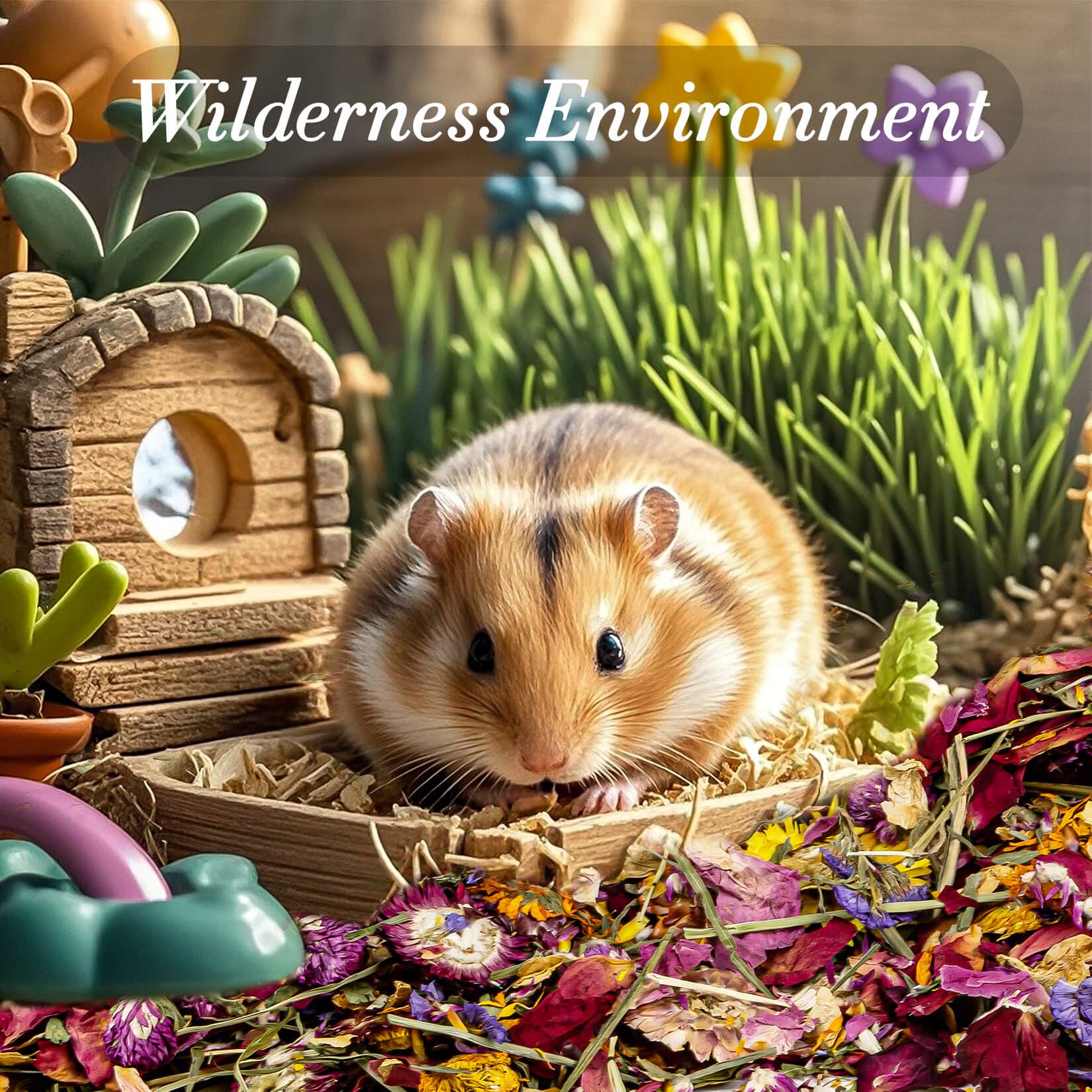 RAINFLOW hamster bedding dry flowers offers a tactile surface for nesting and play