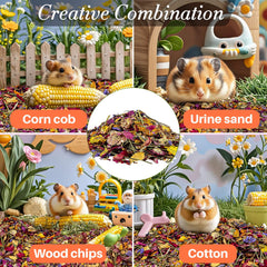 RAINFLOW hamster bedding natural floral materials closeup emphasizes air dried composition without additives