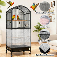 RAINFLOW seed-feather containment keeps cage area tidier.