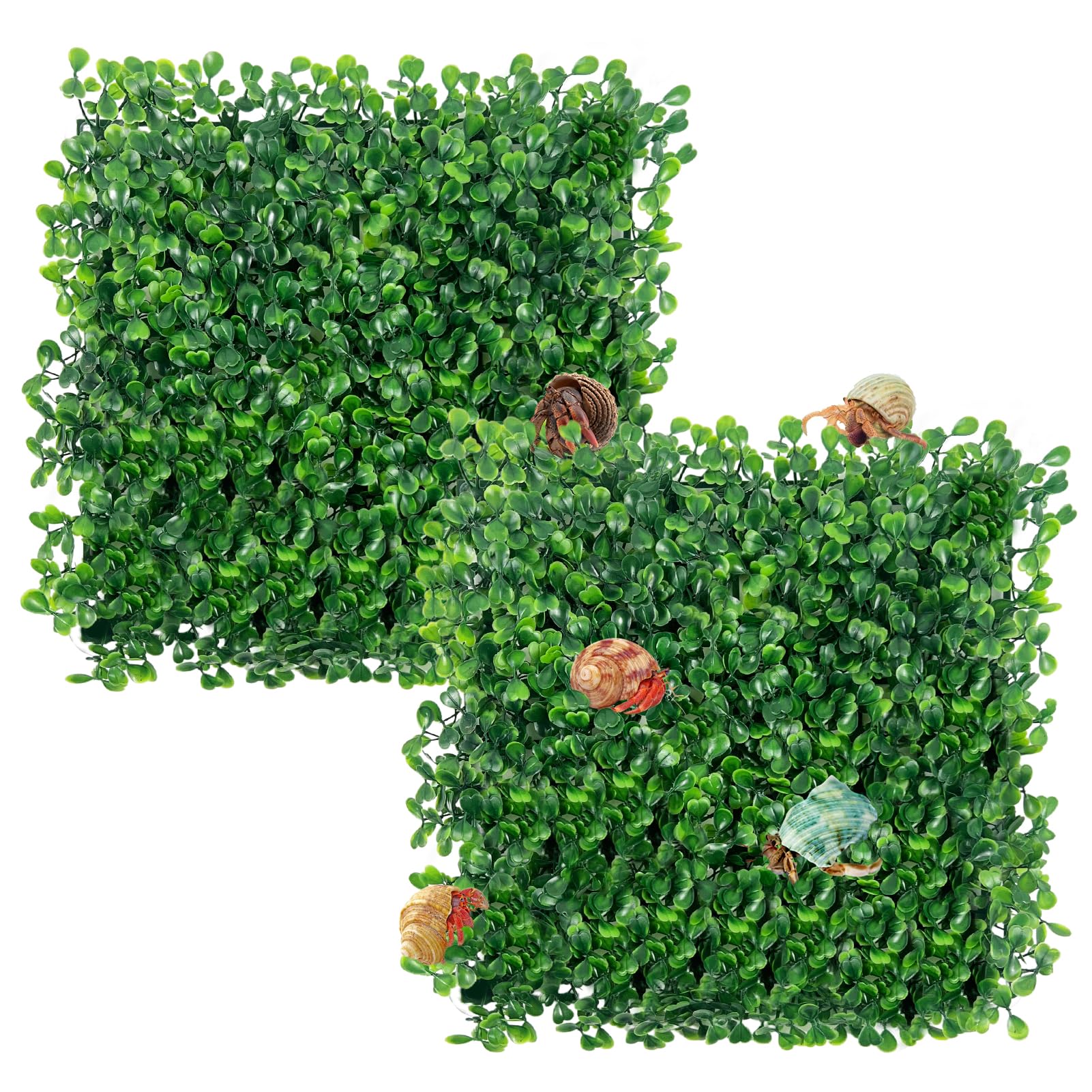 Rainmae faux grass mat with suction cups secures to tank bottom for stable decoration.