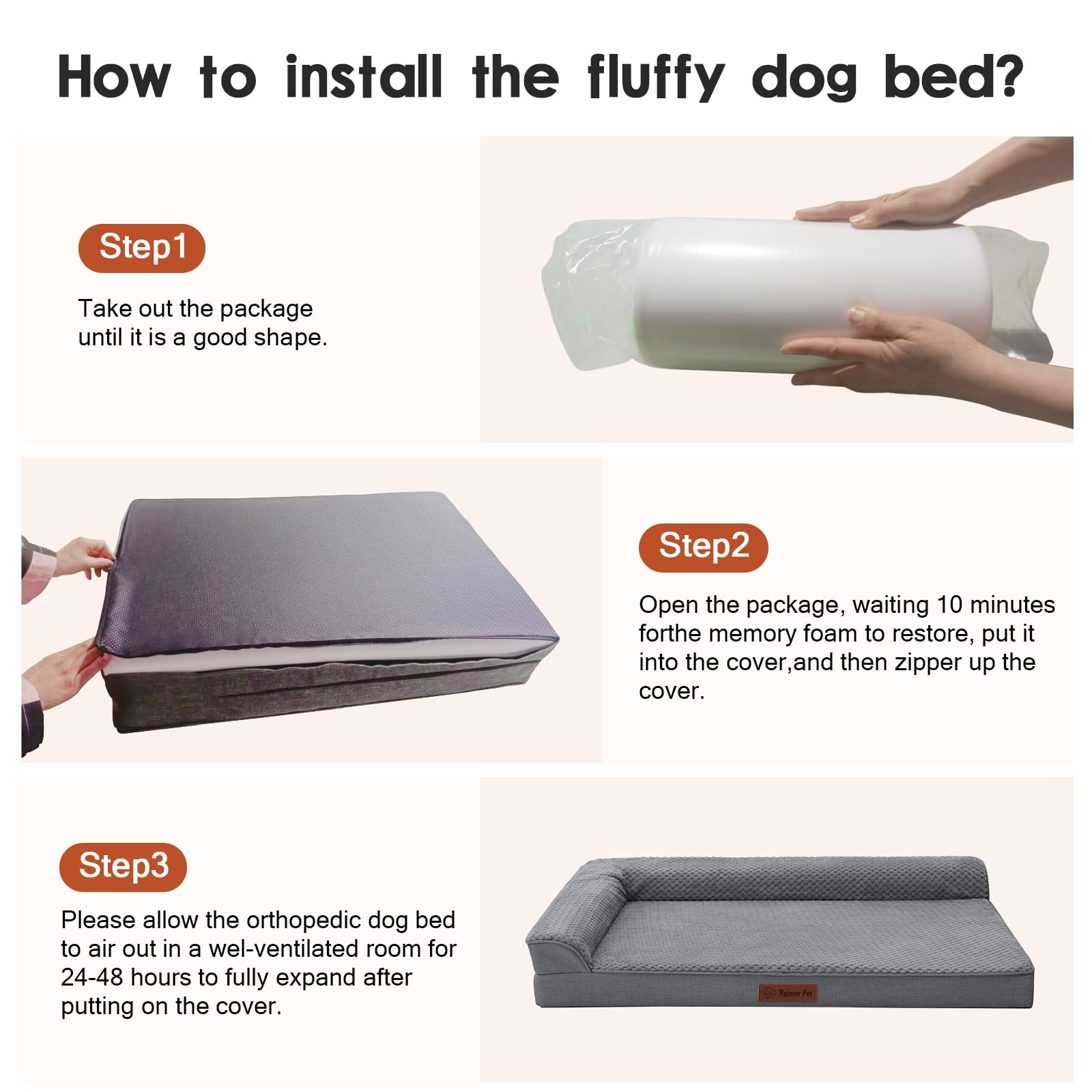 Rainmr orthopedic dog bed in crate for cozy travel and crate use