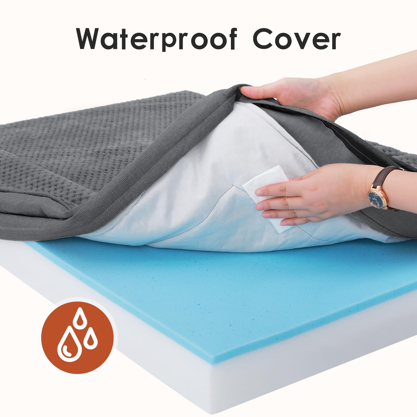 Rainmr orthopedic dog bed non-slip bottom keeps stability on floors