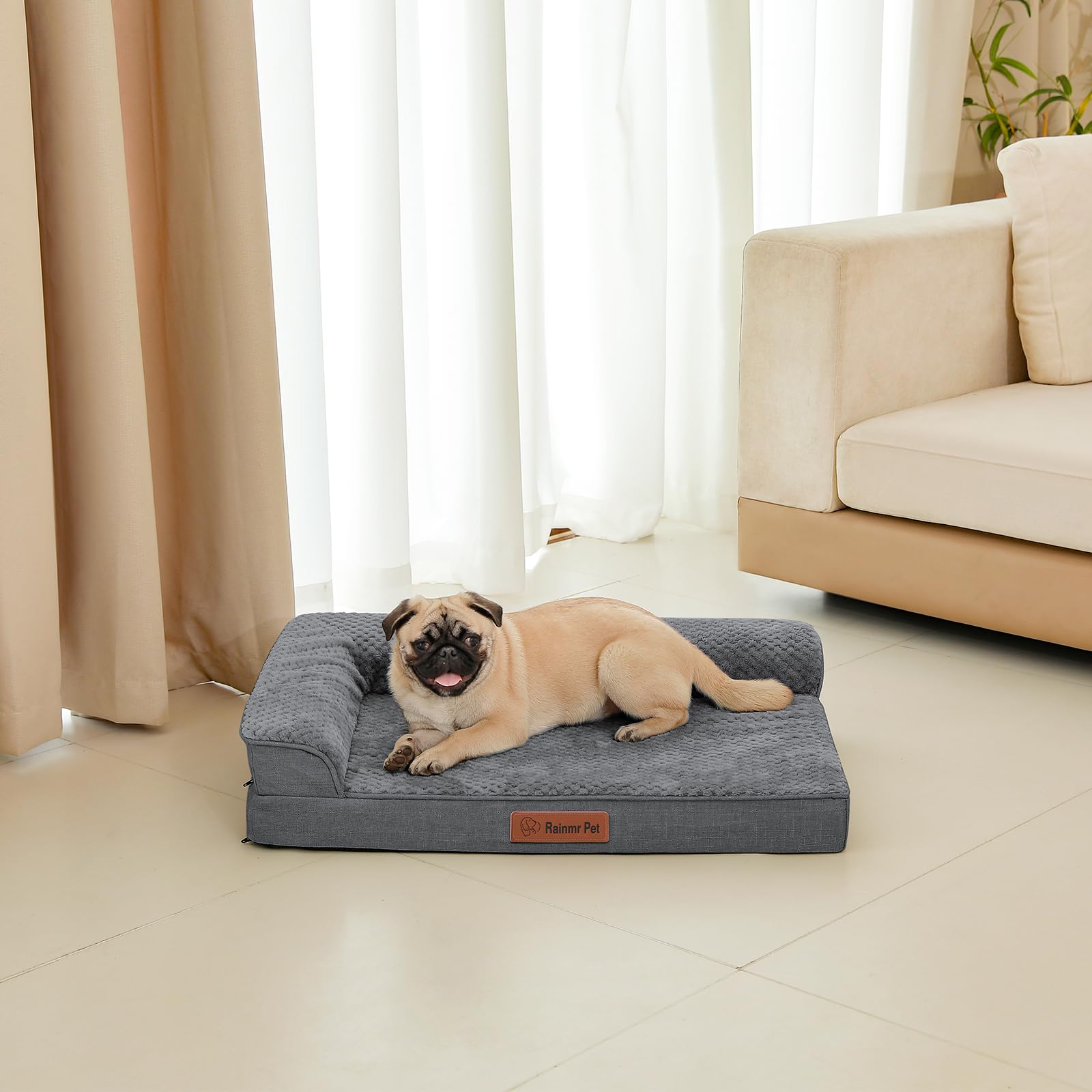 Rainmr orthopedic dog bed outdoors or car use with weather-ready surface