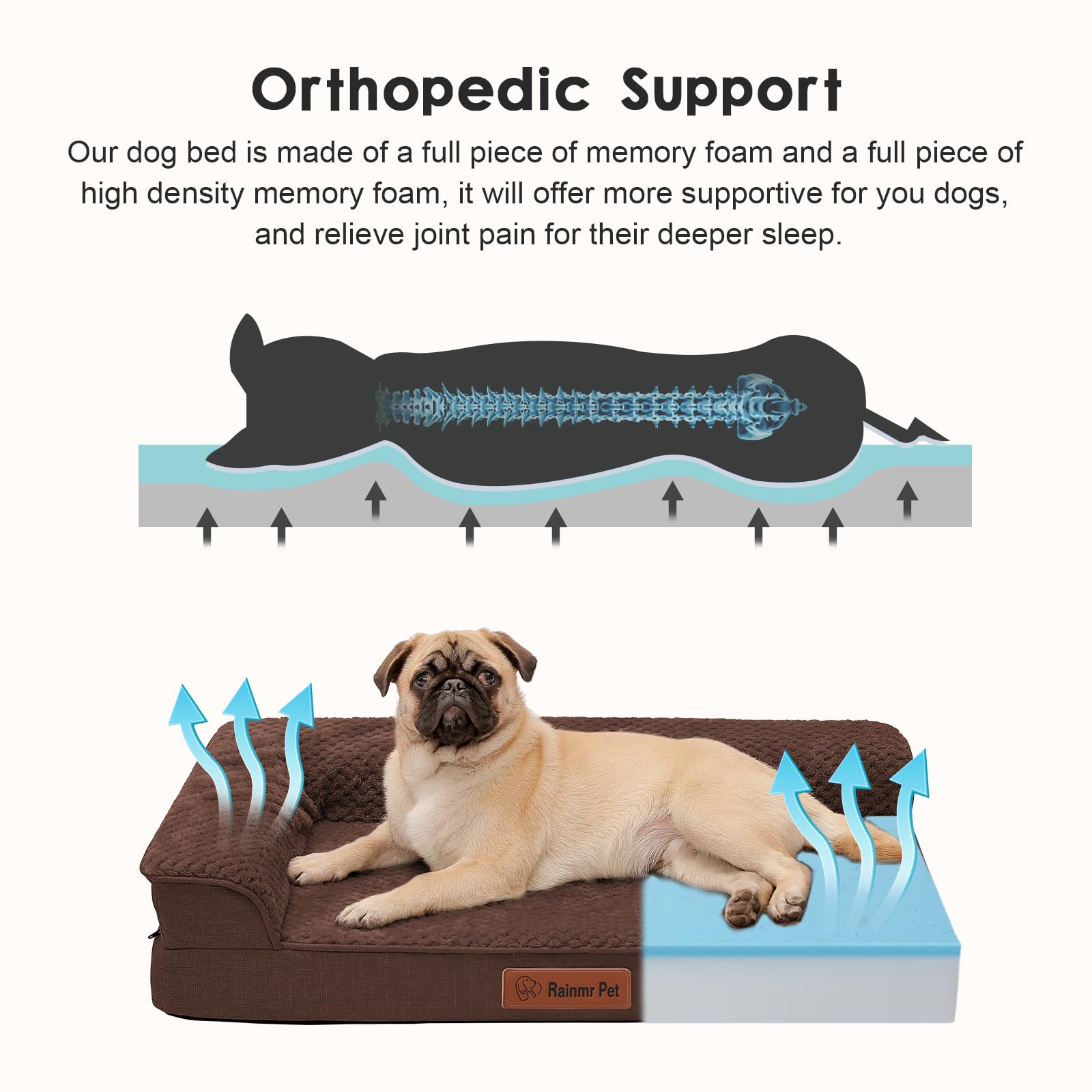 Rainmr raised bolstered edges offer neck and head support and a sense of security.