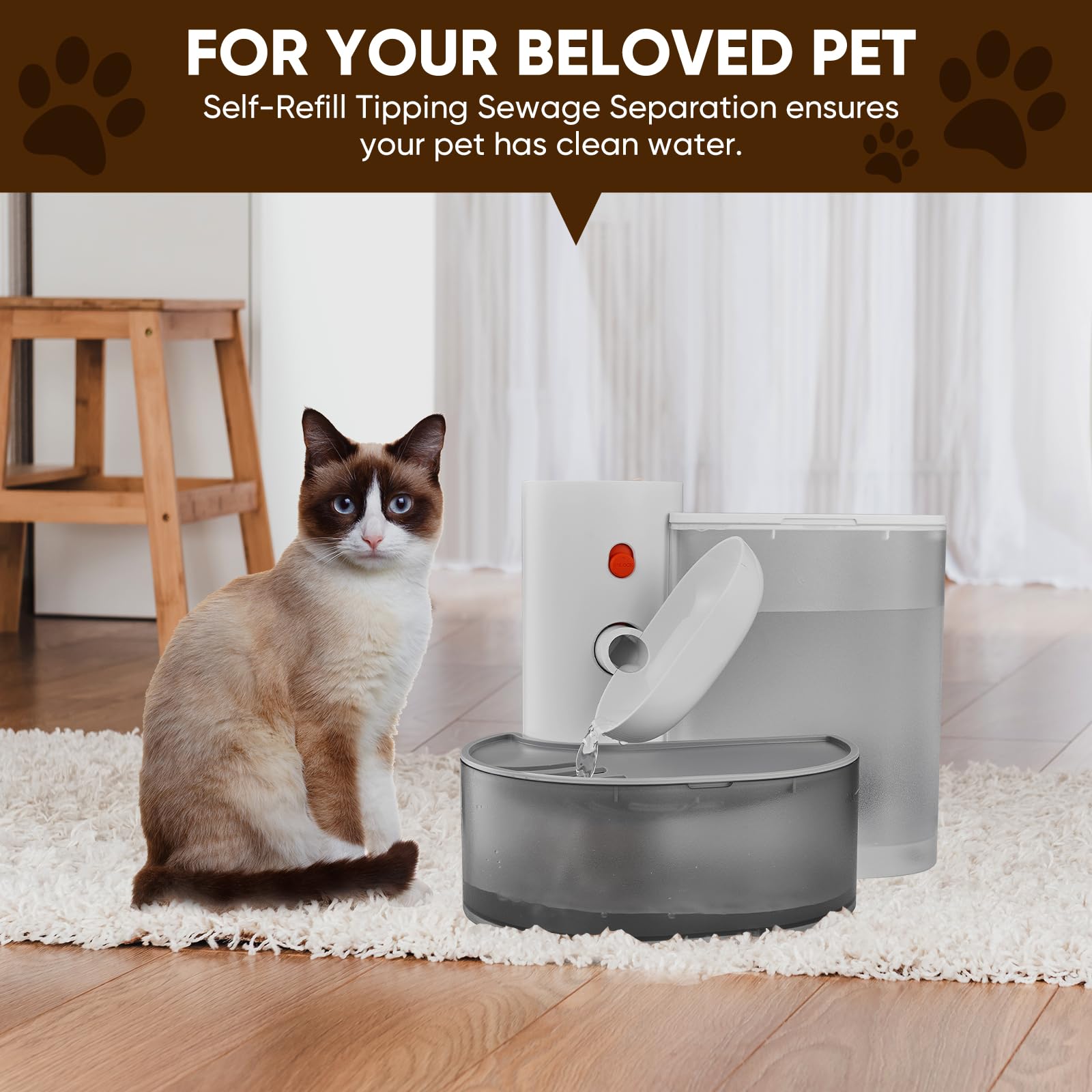 RainPOT automatic pet water fountain whisper-quiet operation for peaceful use