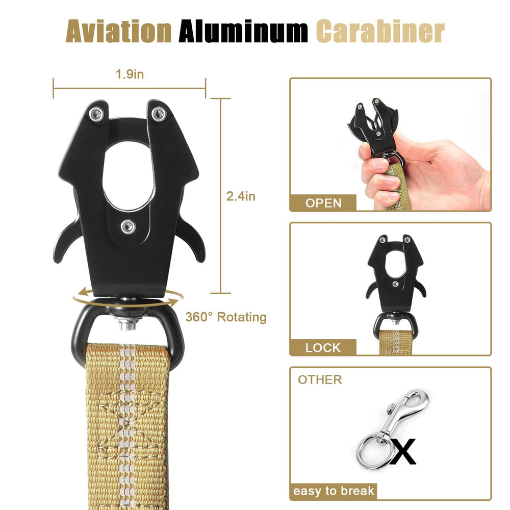 Raipult heavy-duty tactical bungee dog leash two-handles for versatile control