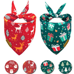 Raisingwell Christmas bandana Santa pattern worn by dog during holiday celebrations