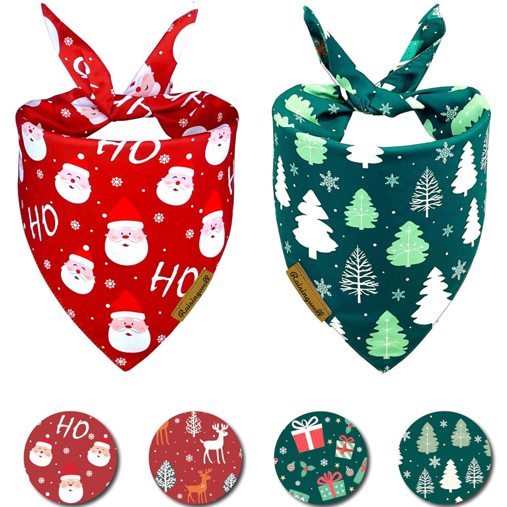 Raisingwell Christmas bandana snowman pattern on dog for festive photos