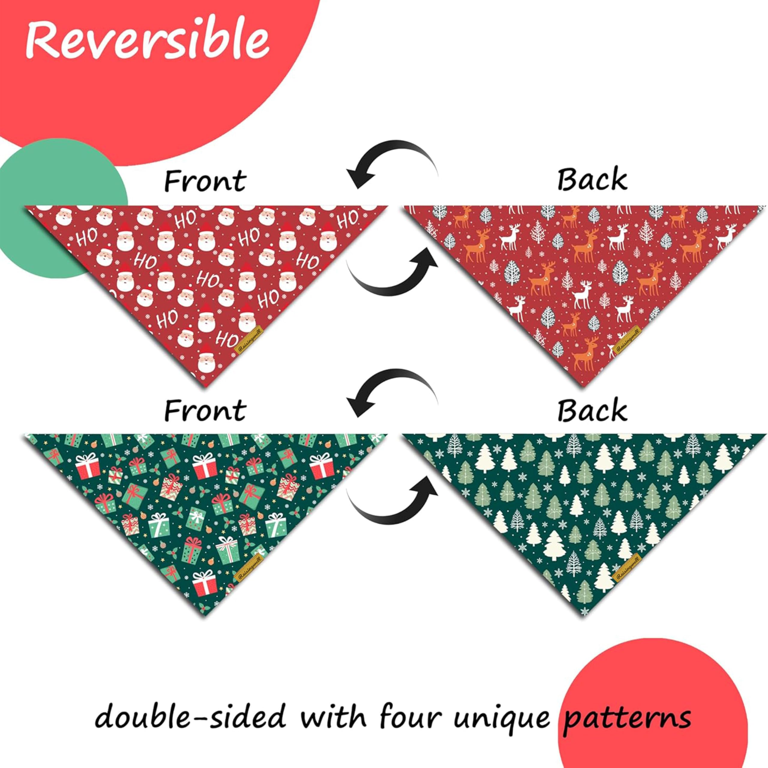Raisingwell bandana tree pattern showcased on pup for festive photos