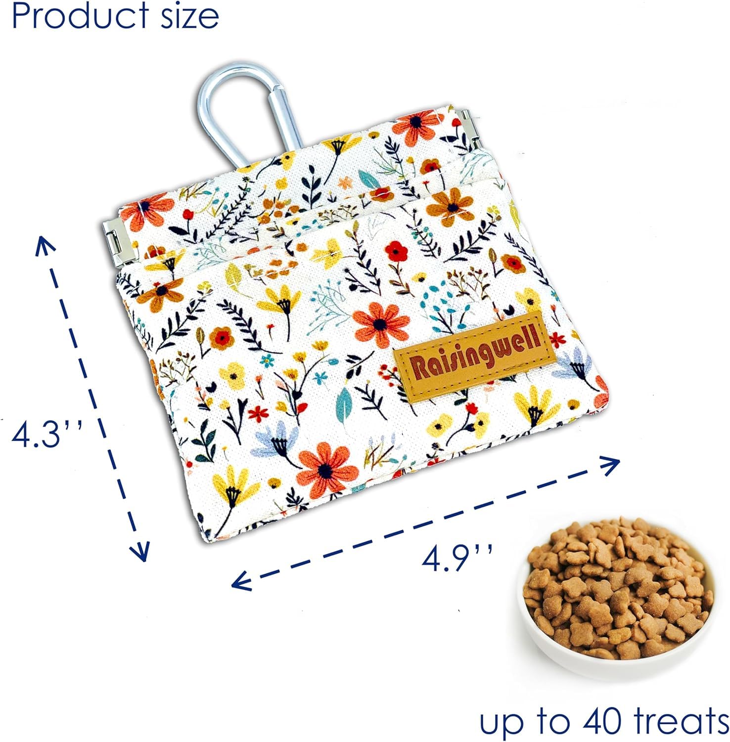 Raisingwell dog treat pouch carabiner-attachment clips securely for outdoor training.