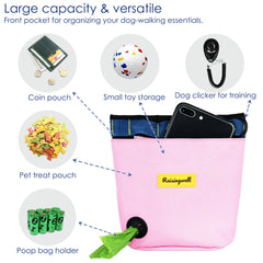 Raisingwell included training clicker sits by pouch for quick cues.