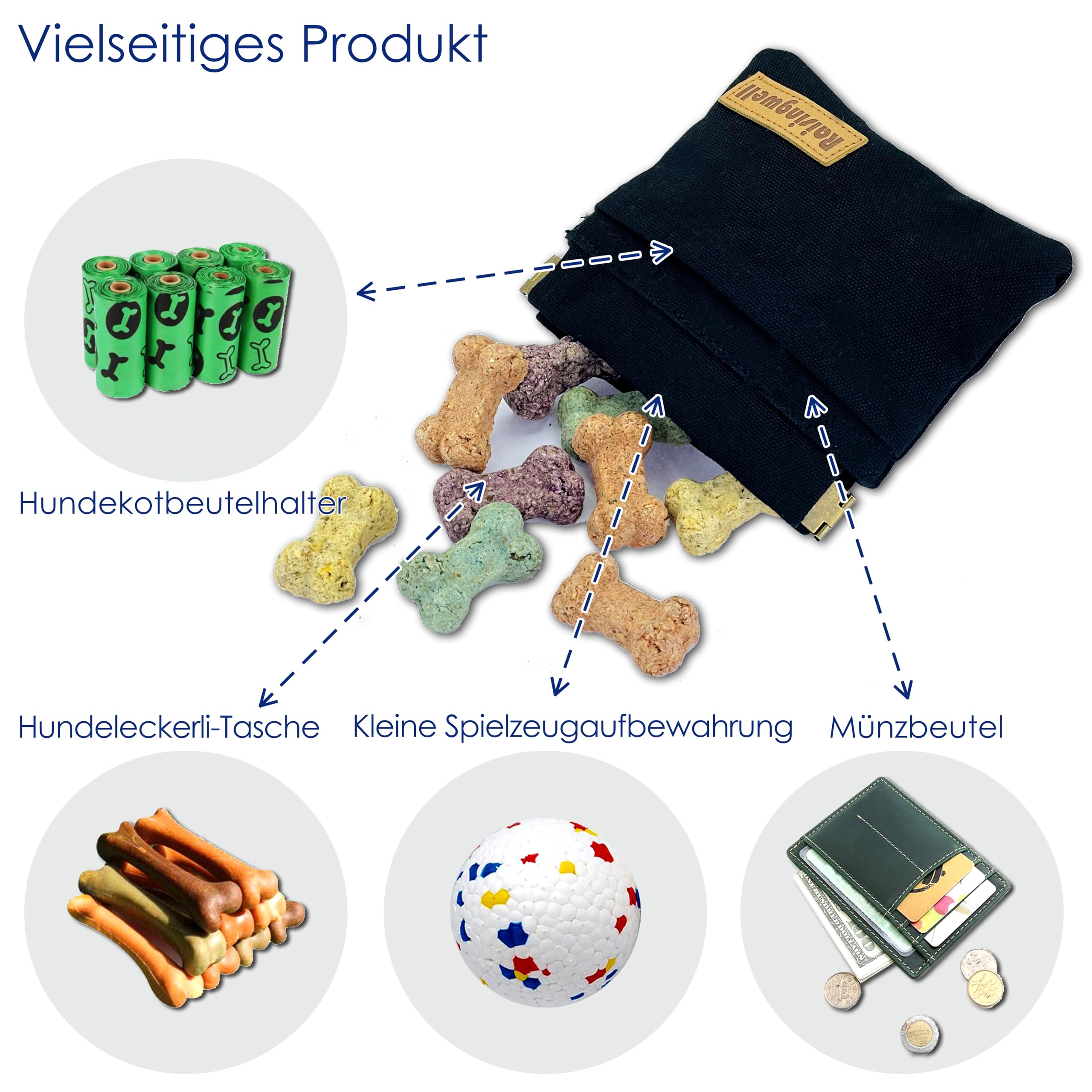 Raisingwell dog treat pouch offers colorful patterns for stylish outdoor outings.