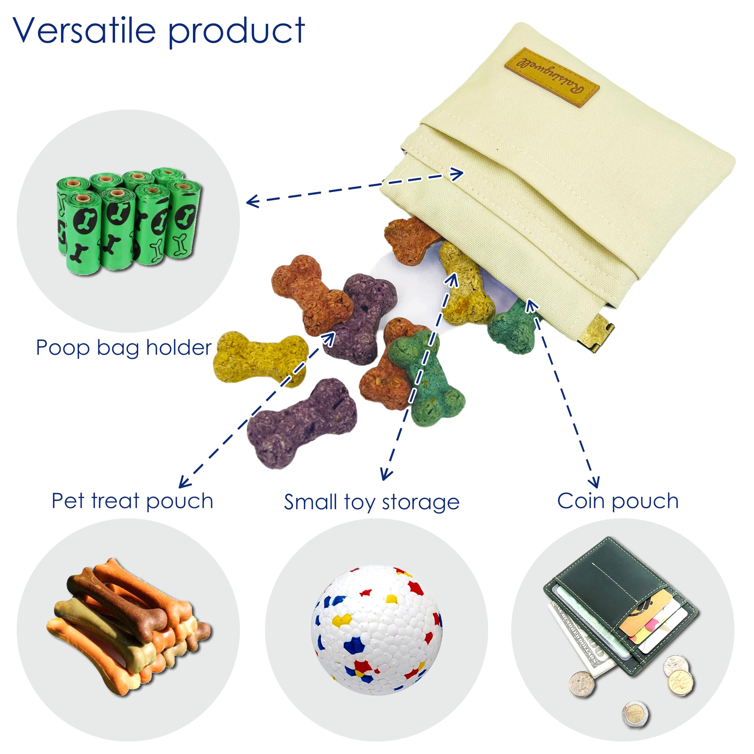 Raisingwell treat pouch durable cotton fabric with washable lining for simple cleaning