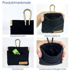 Raisingwell dog treat pouch demonstrating one-handed use and quick snack access.