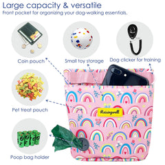 Raisingwell dog treat pouch front pocket holds phone for convenient on-the-go use.