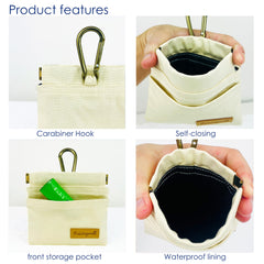 Raisingwell pouch front storage for poop bags or tissues on outings