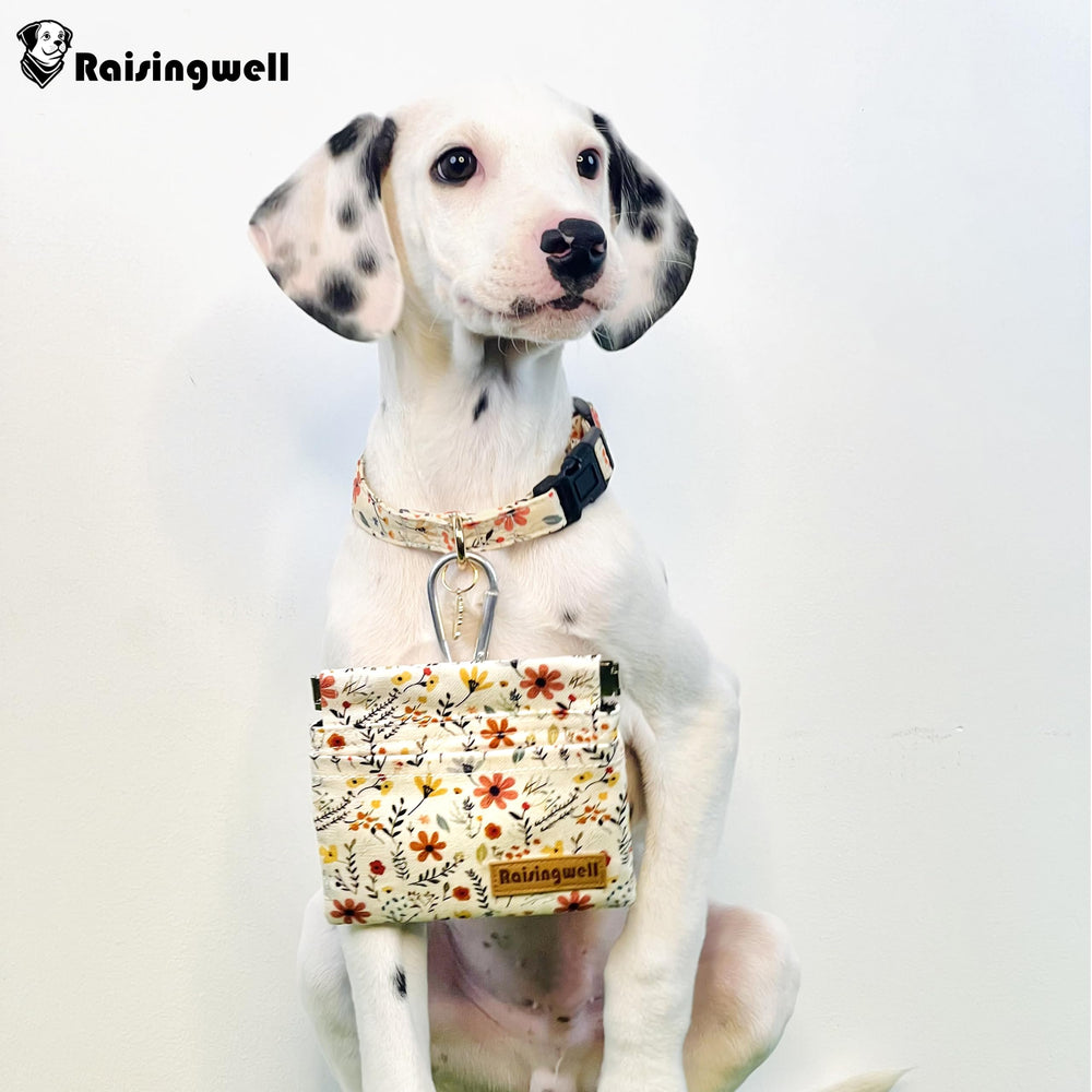 Raisingwell dog treat pouch front-storage holds bags or tissues for quick trips.