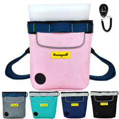 Raisingwell dog treat pouch pink side view, compact training accessory for walks.