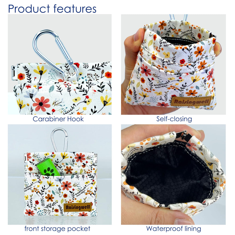 Raisingwell dog treat pouch self-closing-opening supports one-handed snack access.