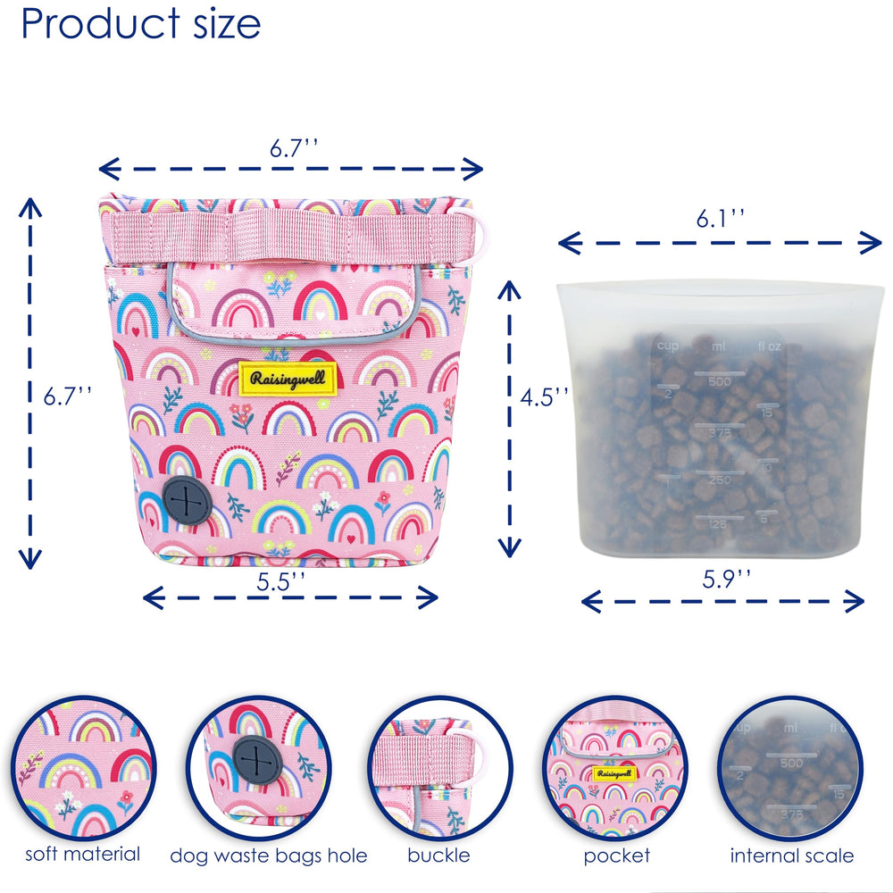 Raisingwell silicone bag inside keeps treats fresh and clean on outdoor training sessions.