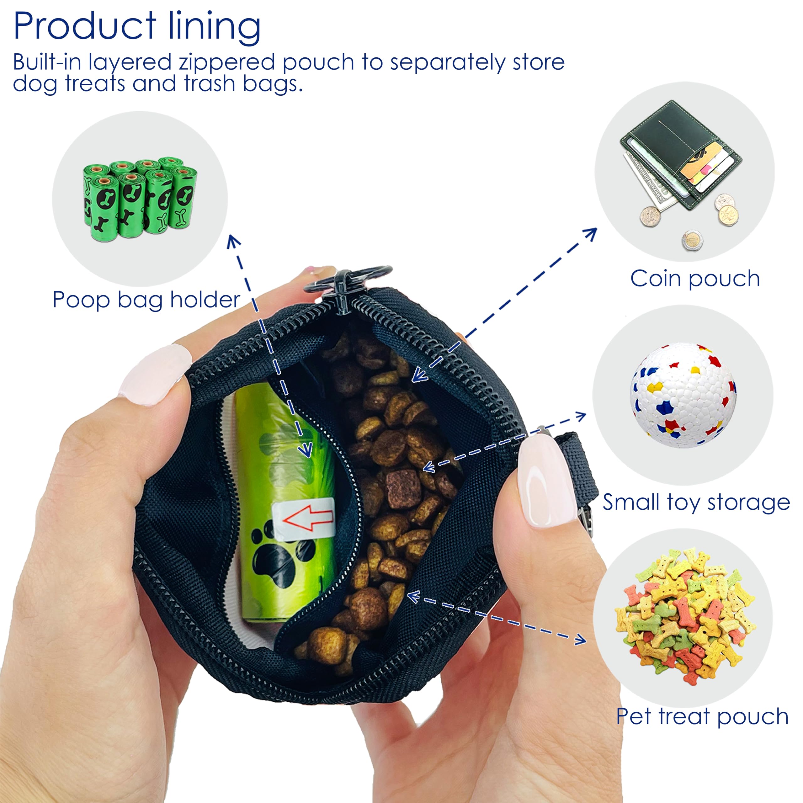 Raisingwell dog treat pouch strawberry interior pocket organizes bags and tissues.