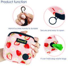 Raisingwell dog treat pouch strawberry open-zip demonstrates secure closure during active play.