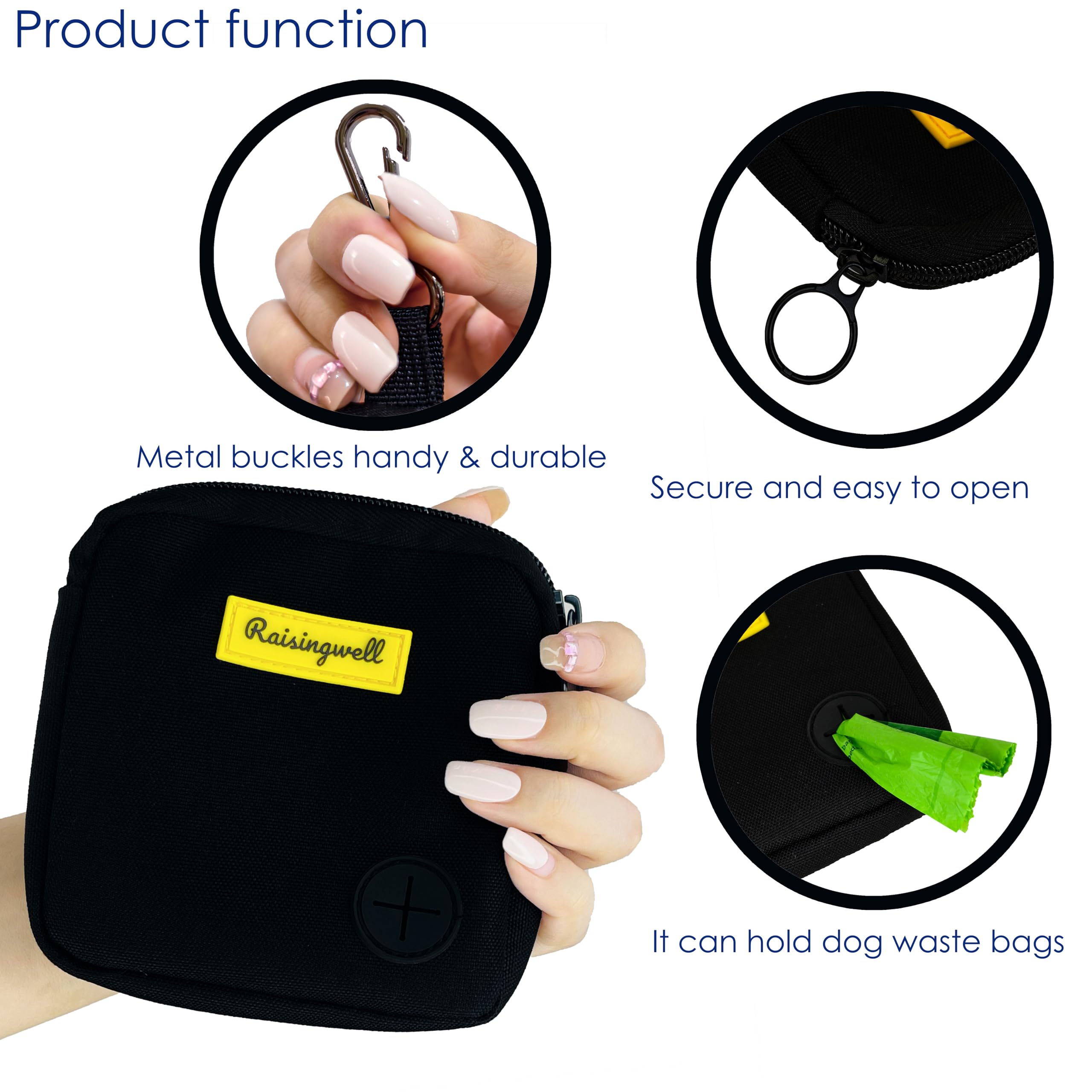 Raisingwell dog treat pouch waterproof lining keeps contents clean outdoors.