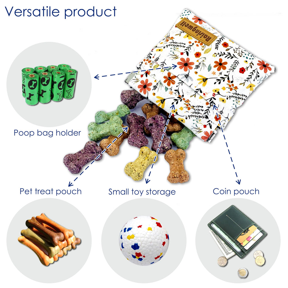 Raisingwell dog treat pouch waterproof-lining keeps interiors clean during walks.