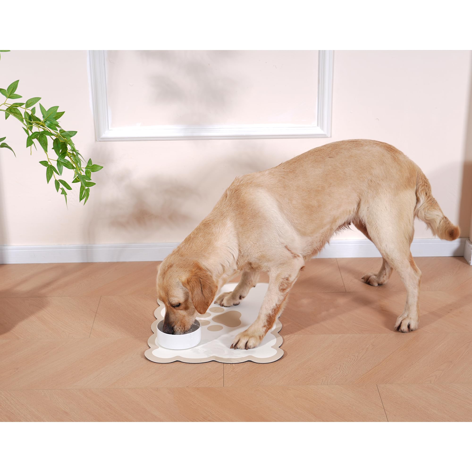 Ralxion scalloped mat in khaki beige complements home decor.