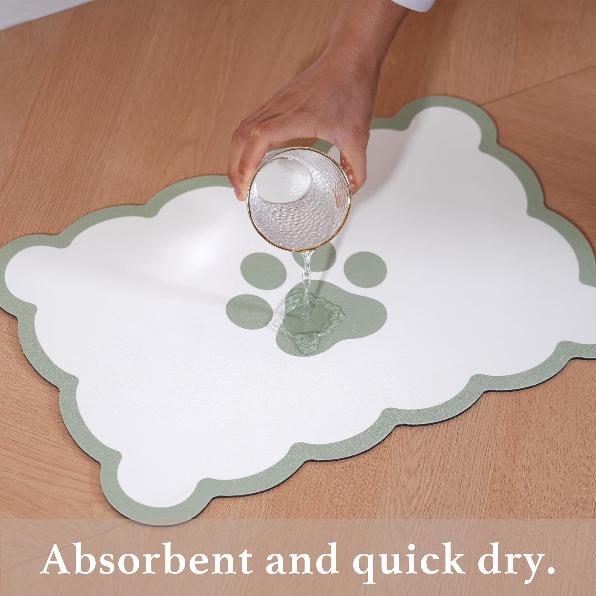 Ralxion scalloped mat in kitchen setup—versatile use with bowls and dispensers.