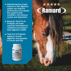 Ramard Total Prebiotic & Probiotic Equine Formula close view of powder blending with feed for better absorption