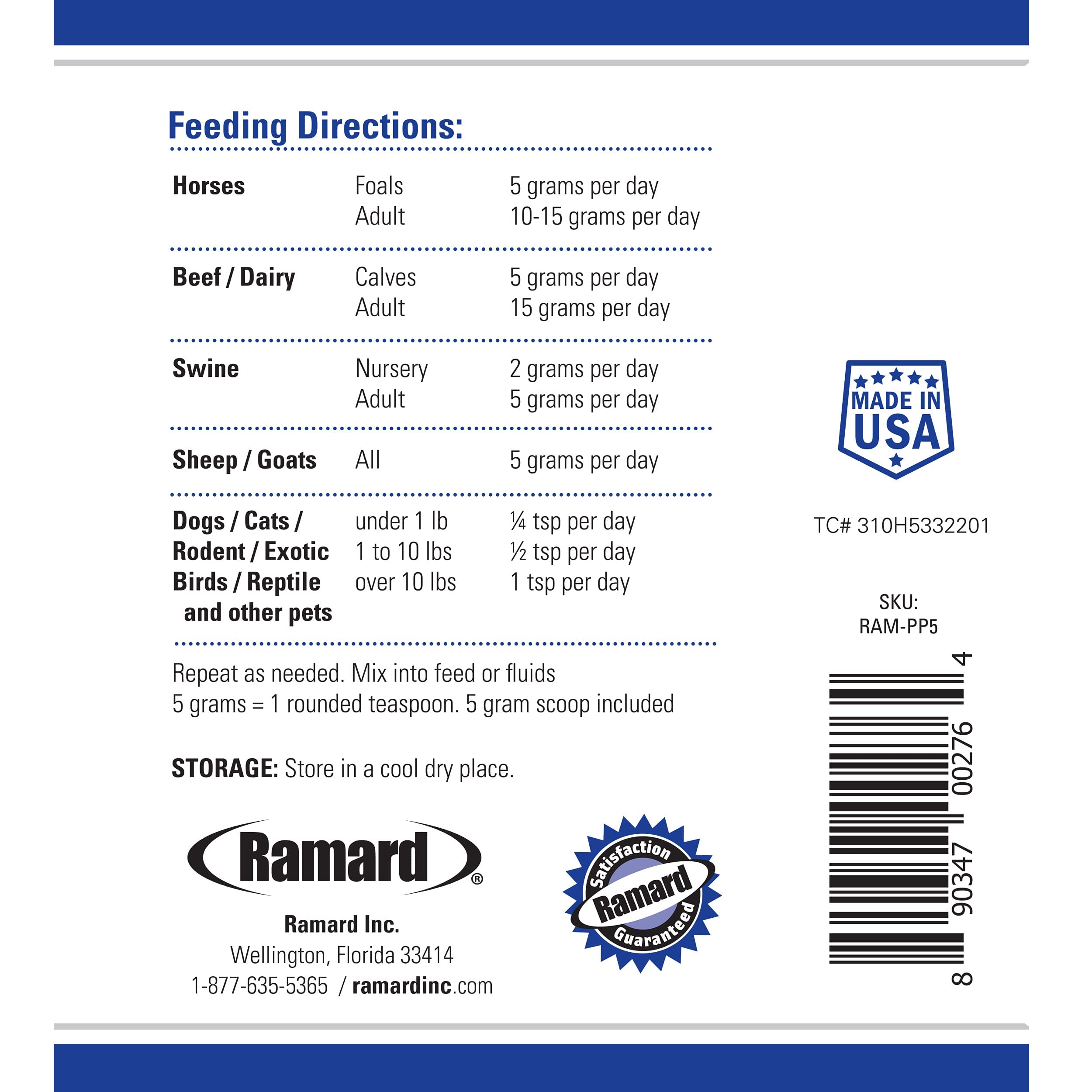 Ramard Total Prebiotic & Probiotic Equine Formula veterinarian-developed branding emphasizes trust and quality in care routines