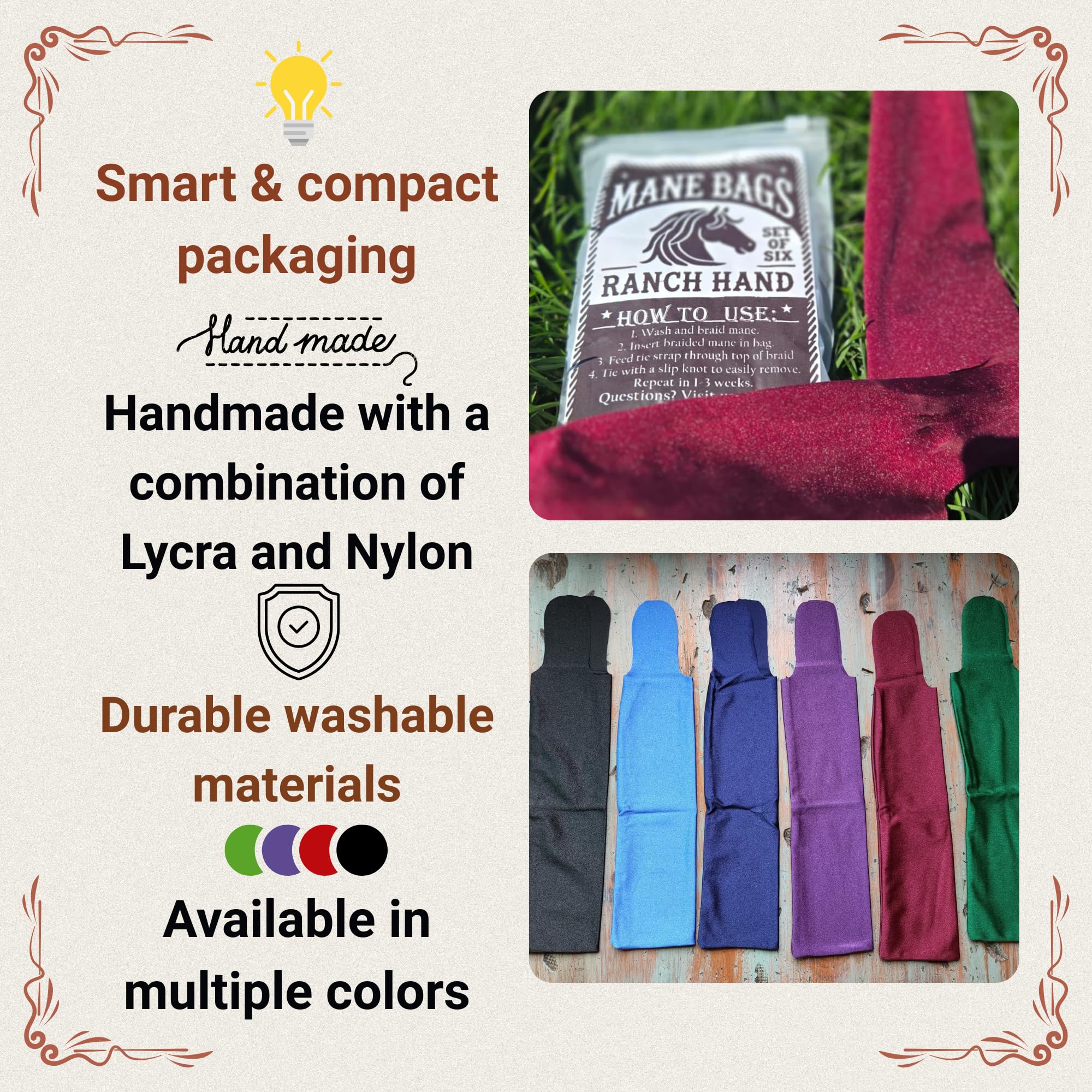 Ranch Hand mane bags are machine washable and quick to dry