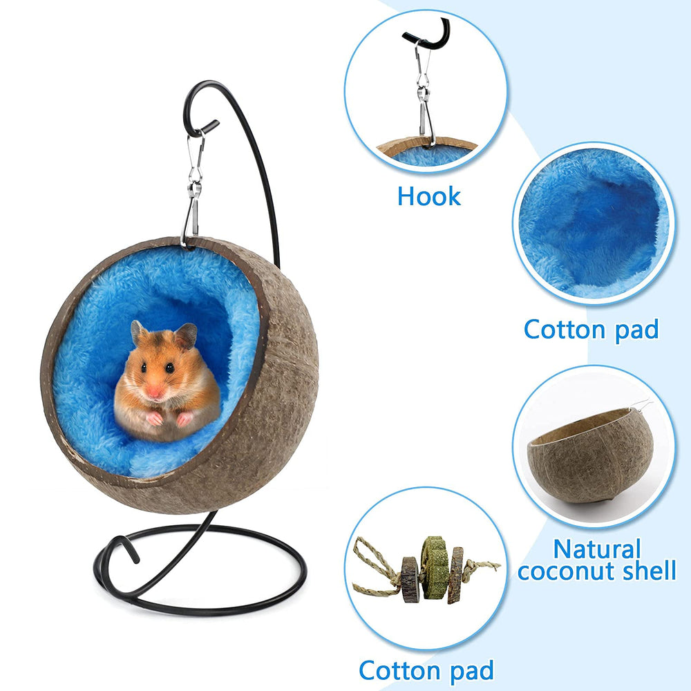 Ranslen coconut shell hideout opening diameter 4.72 inches offers easy access.
