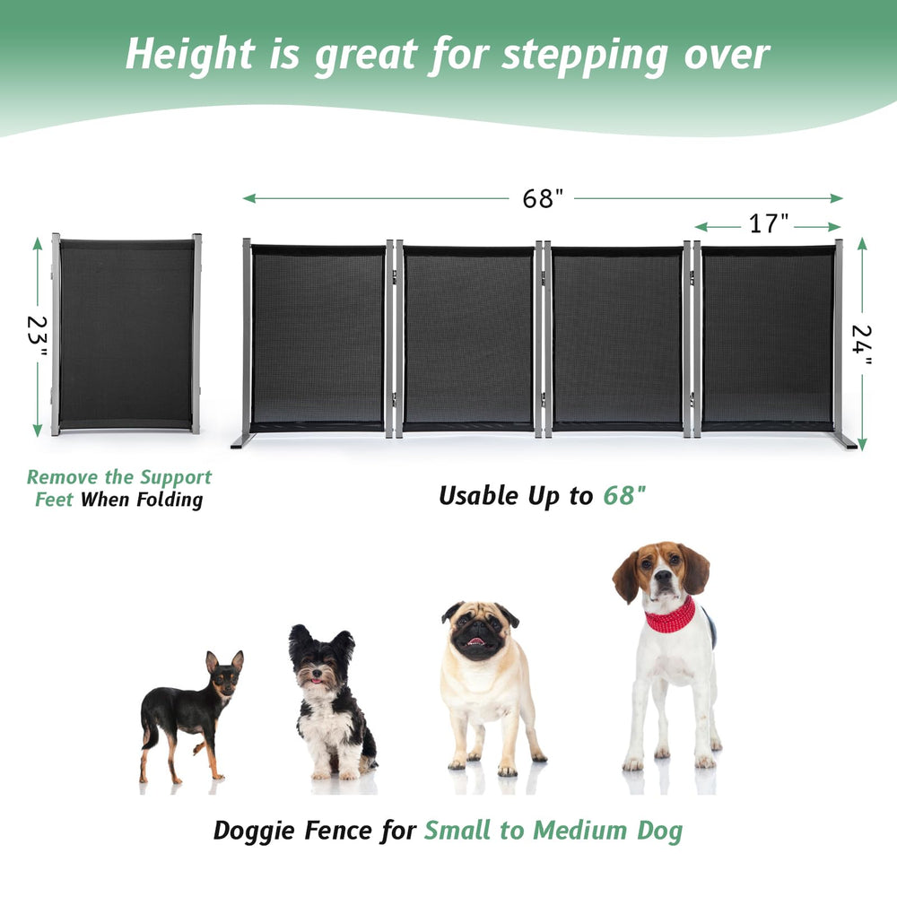 RANTILA dog gate folded storage demonstrates compact storage under a bed.