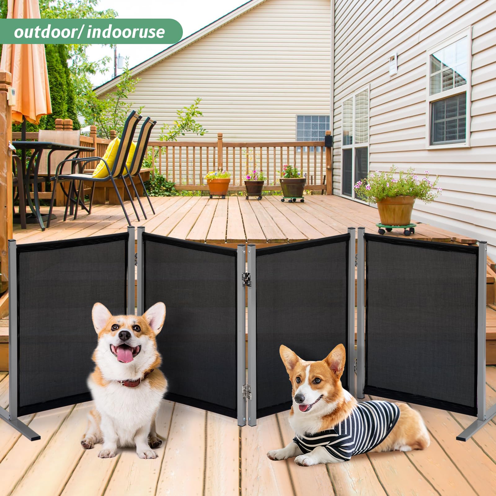 RANTILA dog gate in hallway demonstrates safe passage for pets.